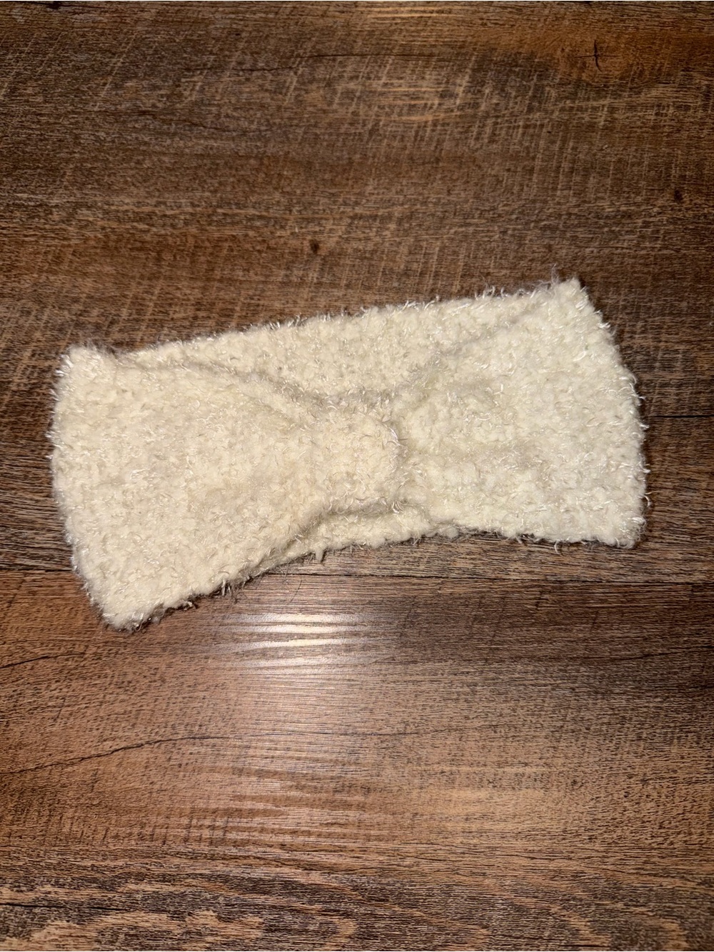 Cozy Cream Knit Bow Headwrap for Kids - Soft Fuzzy Hair Accessory